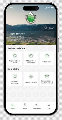 Mobilna aplikacija občanom omogoča direktno komunikacijo z različnimi občinskimi ustanovami. 