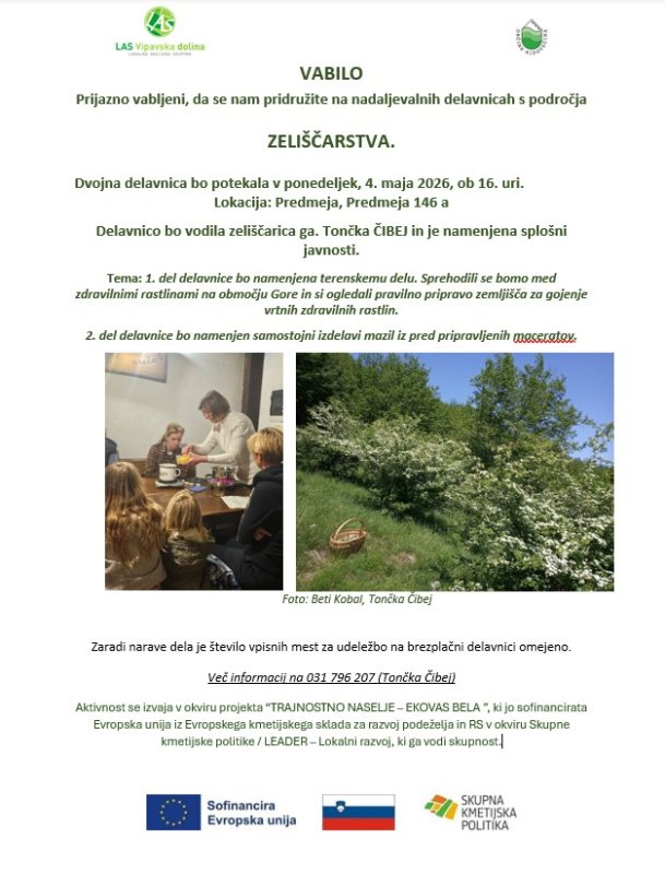 delavnica zeliščarstva 4 maj
