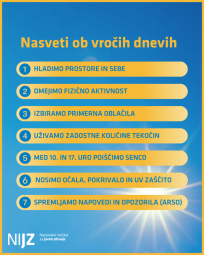 Navodila NIJZ za ravnanje ob vročih dneh.