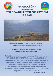Vabilo na pohod PD Ajdovščina ob dnevu slovenskega športa, v sredo, 23. septembra 2020 - starodavne poti pod Čavnom 