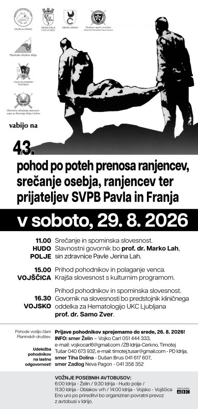 Pohod po poteh prenosa ranjencev iz Gorenjske, Primorske na Notranjsko