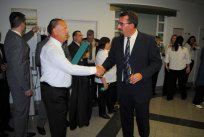 Predsednik Moškega pevskega zbora Srečko Kosovel in župan Občine Ajdovščina 
