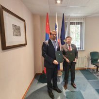 župan Tadej Beočanin in predstavnik mongolske delegacije 