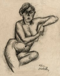 Veno Pilon, Sedeči ženski akt, 1922, oglje / papir, Pilonova galerija Ajdovščina 