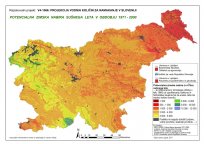Potencialna zimska nabira vode za sušno leto v obdobju 1971–2000 za potrebe namakanja (Pintar in sod., 2012)