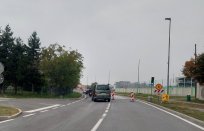 Zapora na Goriški cesti zaradi gradnje kolesarske steze in pločnika.  